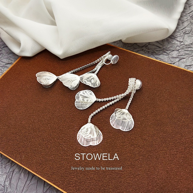 Noelle Petal Tassel Crystal Clip-On Drop Earrings product image 6