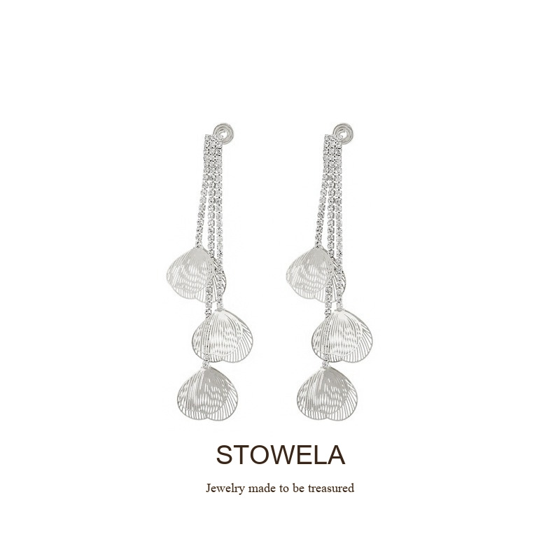 Noelle Petal Tassel Crystal Clip-On Drop Earrings product image 7