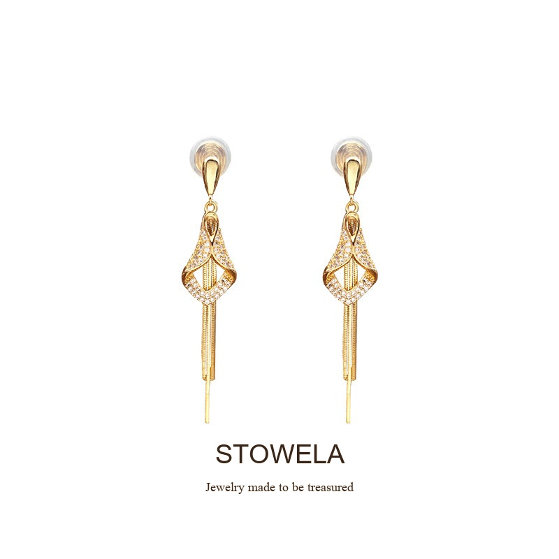 Vesper Tassel Diamond-Shaped Clip-On Drop Earrings product image 7