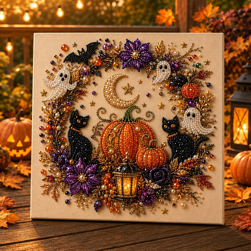 ✨Halloween Early Bird Sale 65% OFF👻 Halloween Pearl Art DIY Kit – Turn Tiny Pearls into Spooky-Cute Magic