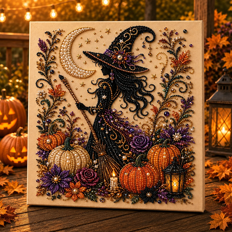 ✨Halloween Early Bird Sale 65% OFF👻 Halloween Pearl Art DIY Kit – Turn Tiny Pearls into Spooky-Cute Magic