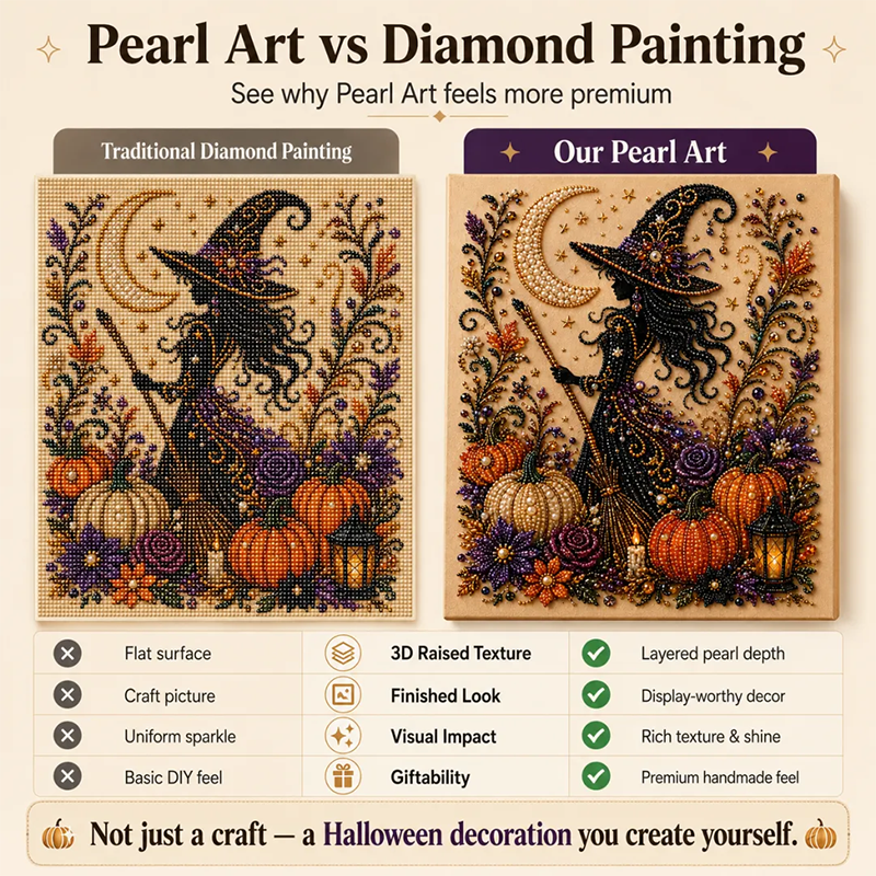 ✨Halloween Early Bird Sale 65% OFF👻 Halloween Pearl Art DIY Kit – Turn Tiny Pearls into Spooky-Cute Magic