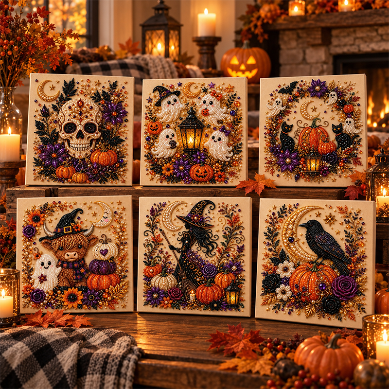 ✨Halloween Early Bird Sale 65% OFF👻 Halloween Pearl Art DIY Kit – Turn Tiny Pearls into Spooky-Cute Magic