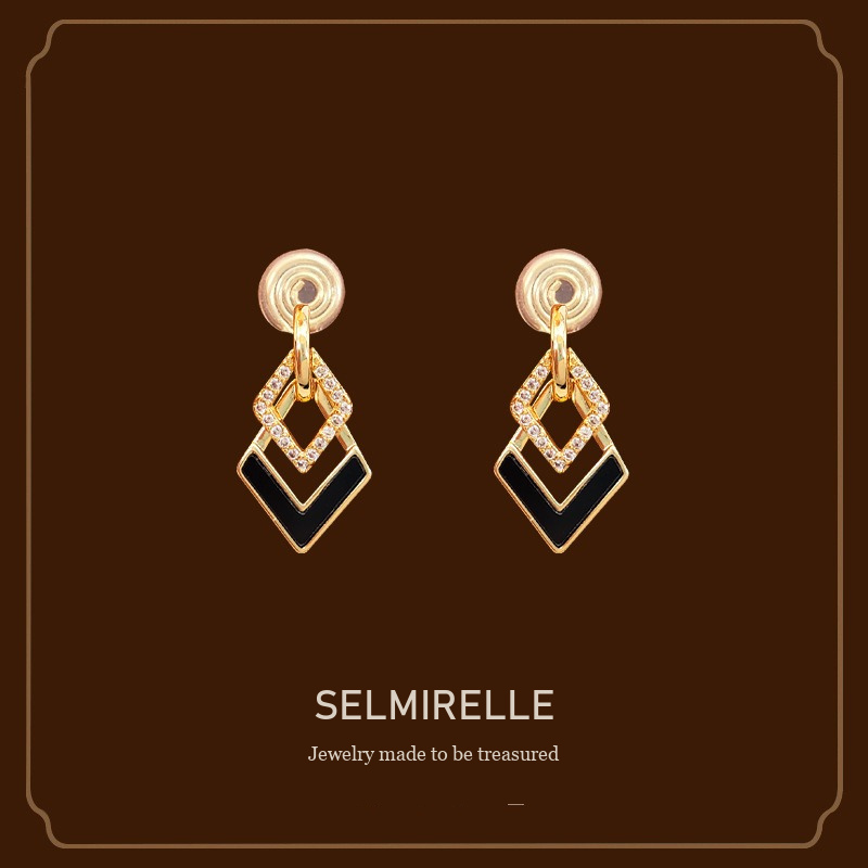 Celeste Diamond-Shaped Geometric Crystal Clip-On Earrings Selmirelle cover image
