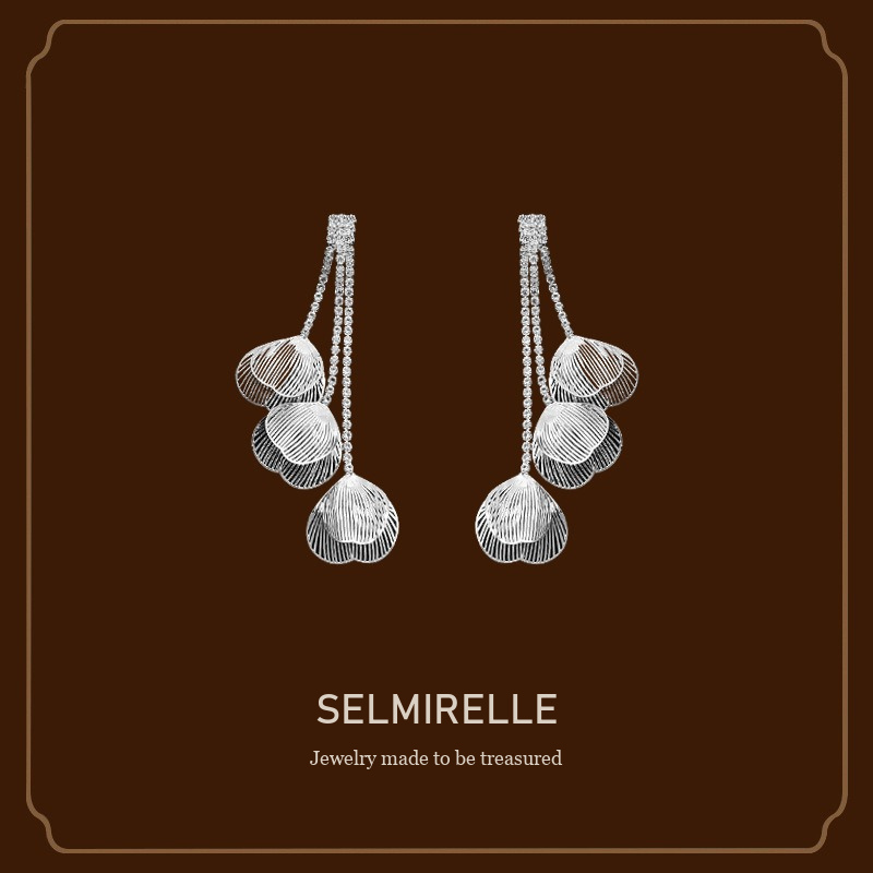 Noelle Petal Tassel Crystal Clip-On Drop Earrings Selmirelle cover image