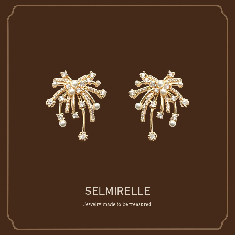 Vesper Pearl Crystal Starburst Stud Earrings Selmirelle cover image