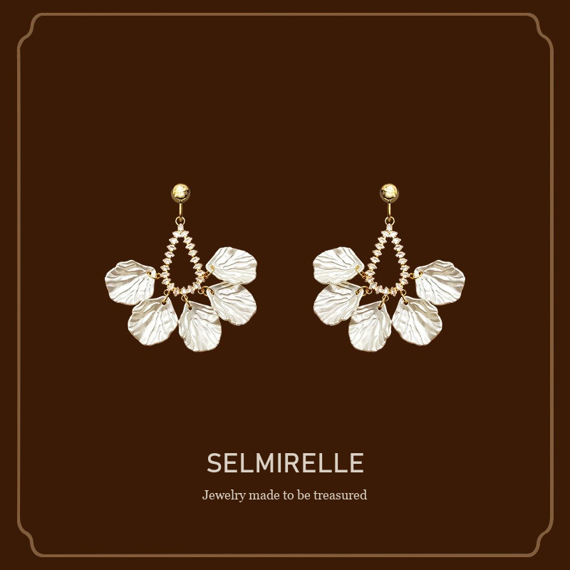 Celeste Teardrop Shell Crystal Clip-On Drop Earrings Selmirelle cover image