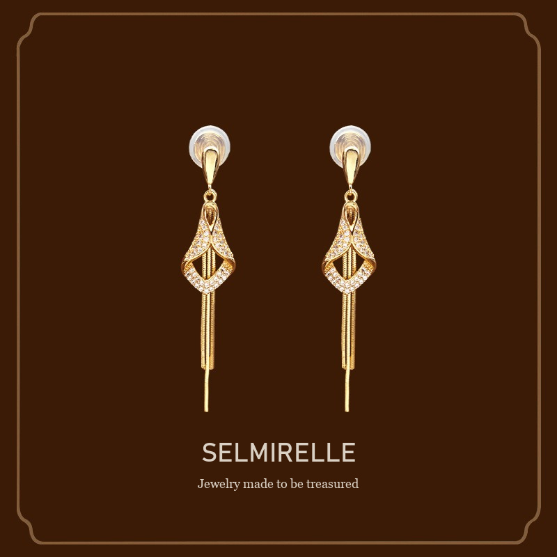 Vesper Tassel Diamond-Shaped Clip-On Drop Earrings Selmirelle cover image