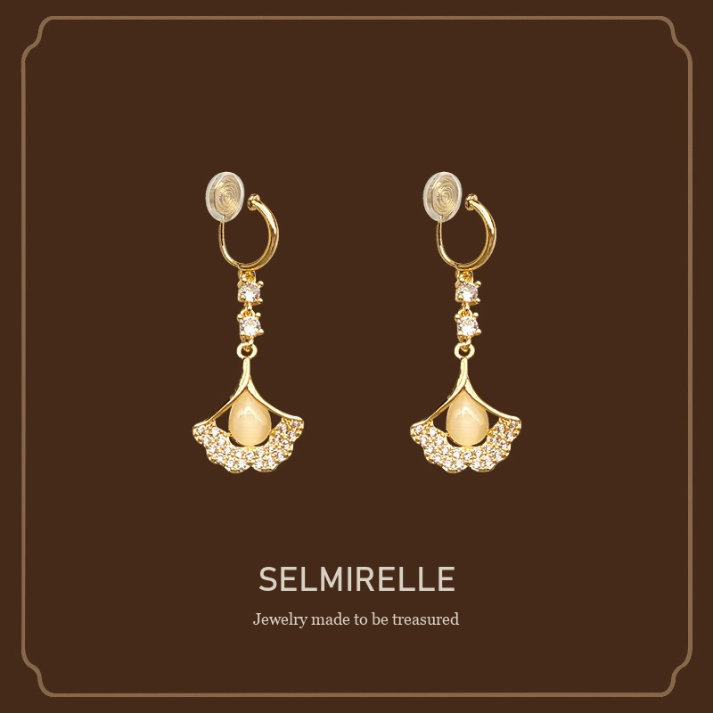 Noelle Fan Crystal Clip-On Drop Earrings Selmirelle cover image
