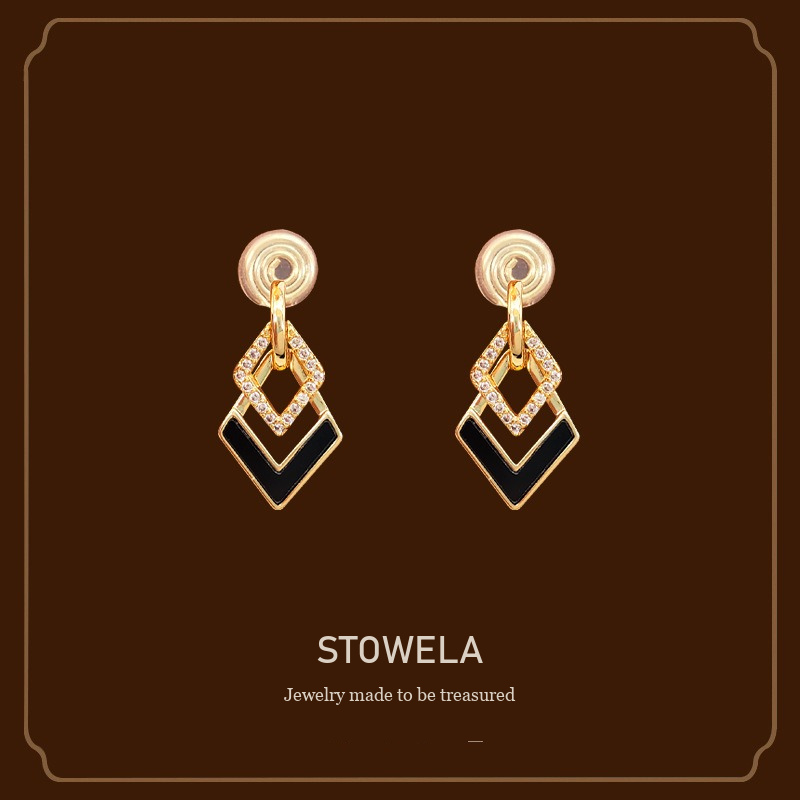Celeste Diamond-Shaped Geometric Crystal Clip-On Earrings product image 1