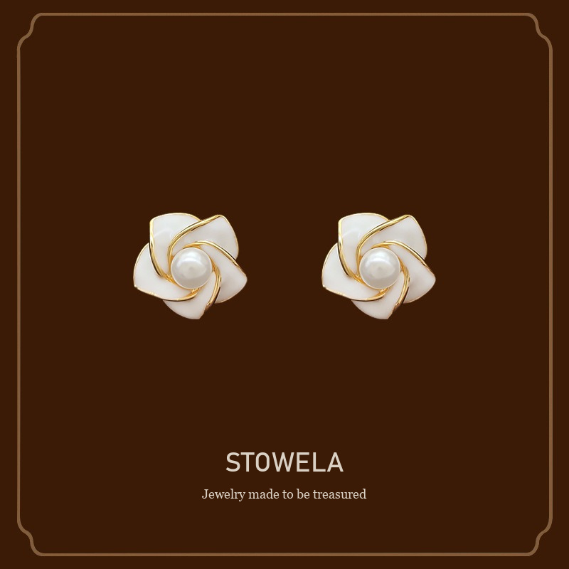 Celeste Camellia Floral Pearl Clip-On Earrings product image 1