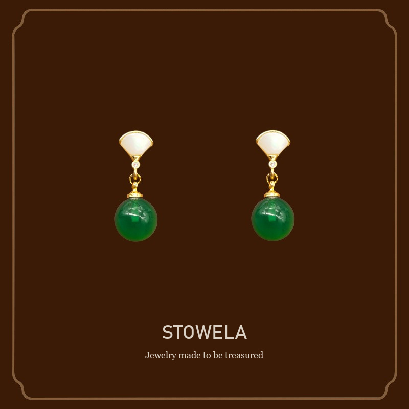 Aurelia Fan Cat-Eye Jade-Inspired Clip-On Earrings product image 1