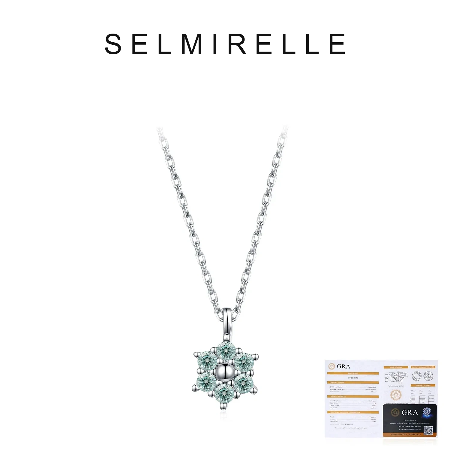 SELMIRELLE Celeste Green Snowflake Moissanite Necklace product image 5
