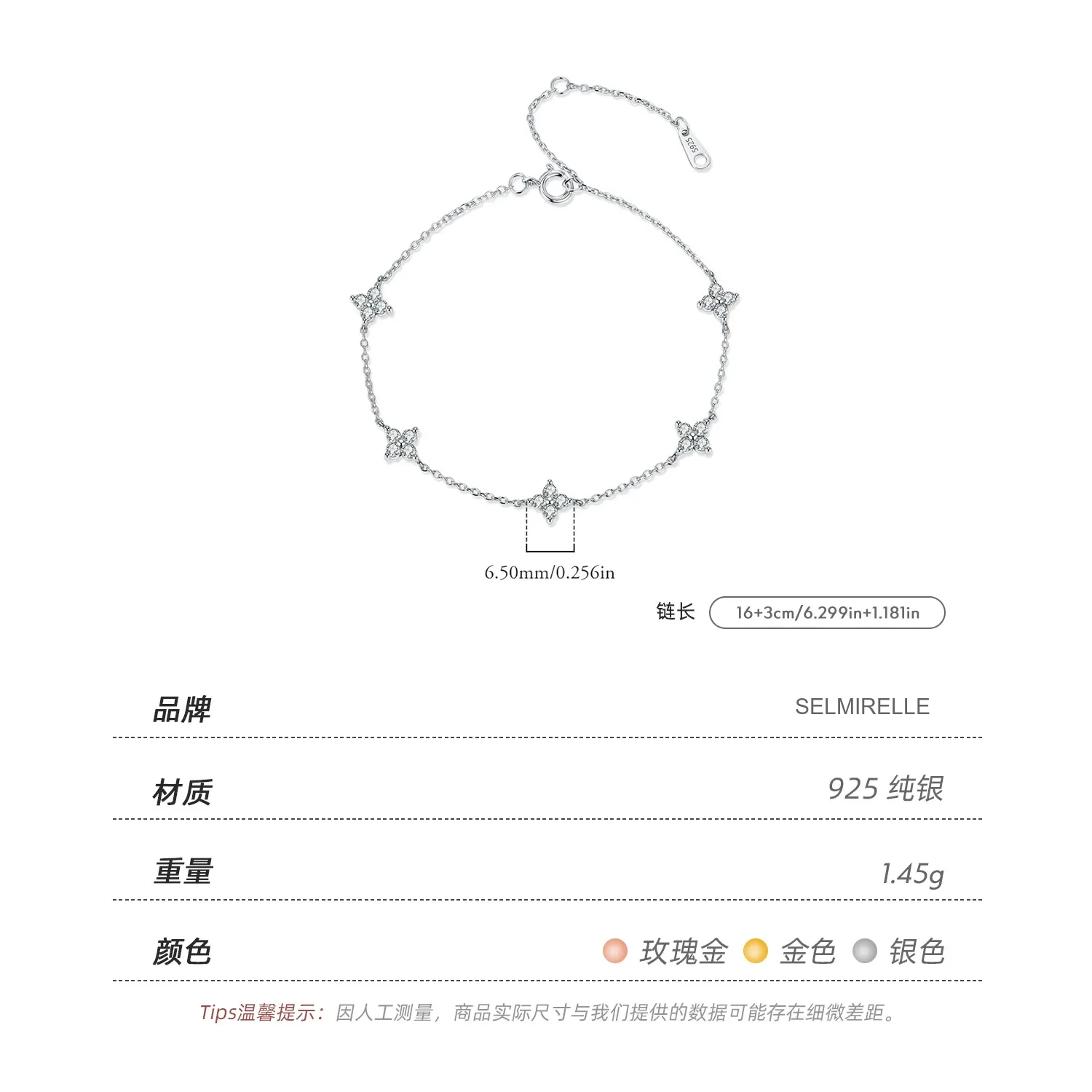 SELMIRELLE Valeria Clover Moissanite Bracelet product image 3