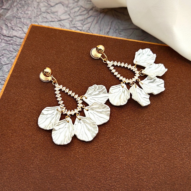 Celeste Teardrop Shell Crystal Clip-On Drop Earrings product image 2