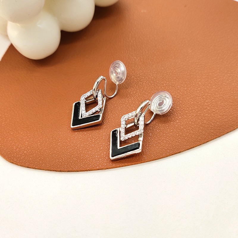 Celeste Diamond-Shaped Geometric Crystal Clip-On Earrings product image 5