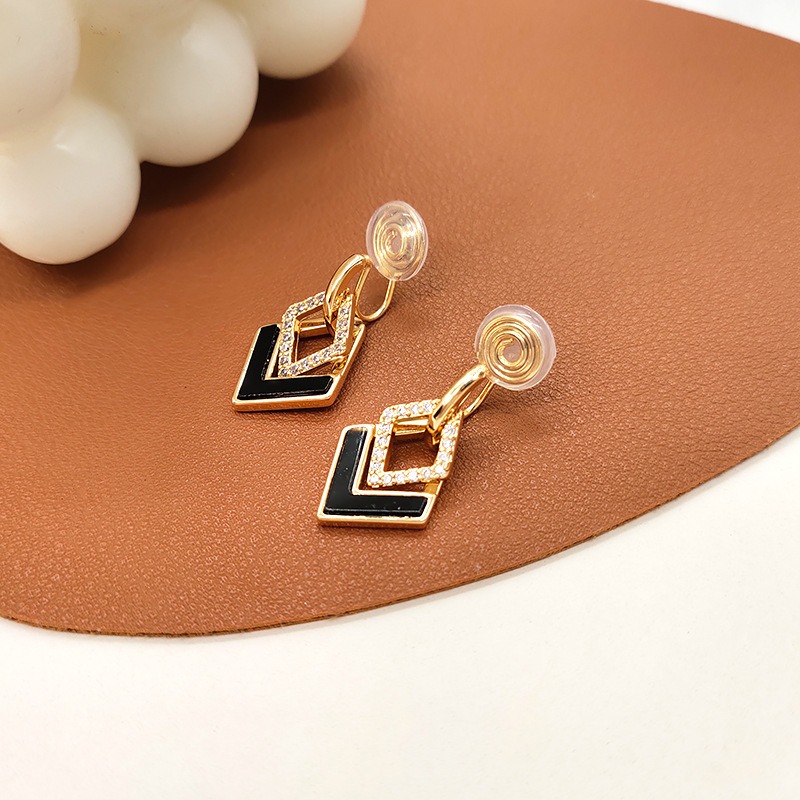Celeste Diamond-Shaped Geometric Crystal Clip-On Earrings product image 6