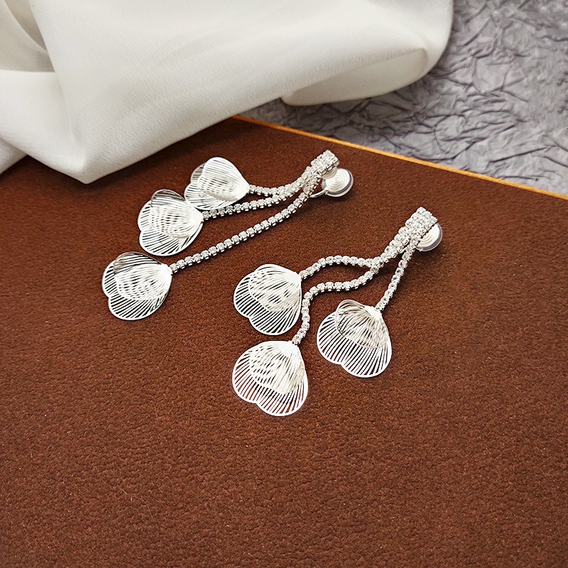 Noelle Petal Tassel Crystal Clip-On Drop Earrings product image 3