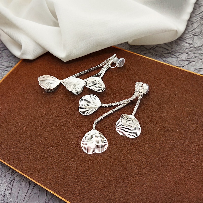 Noelle Petal Tassel Crystal Clip-On Drop Earrings product image 6