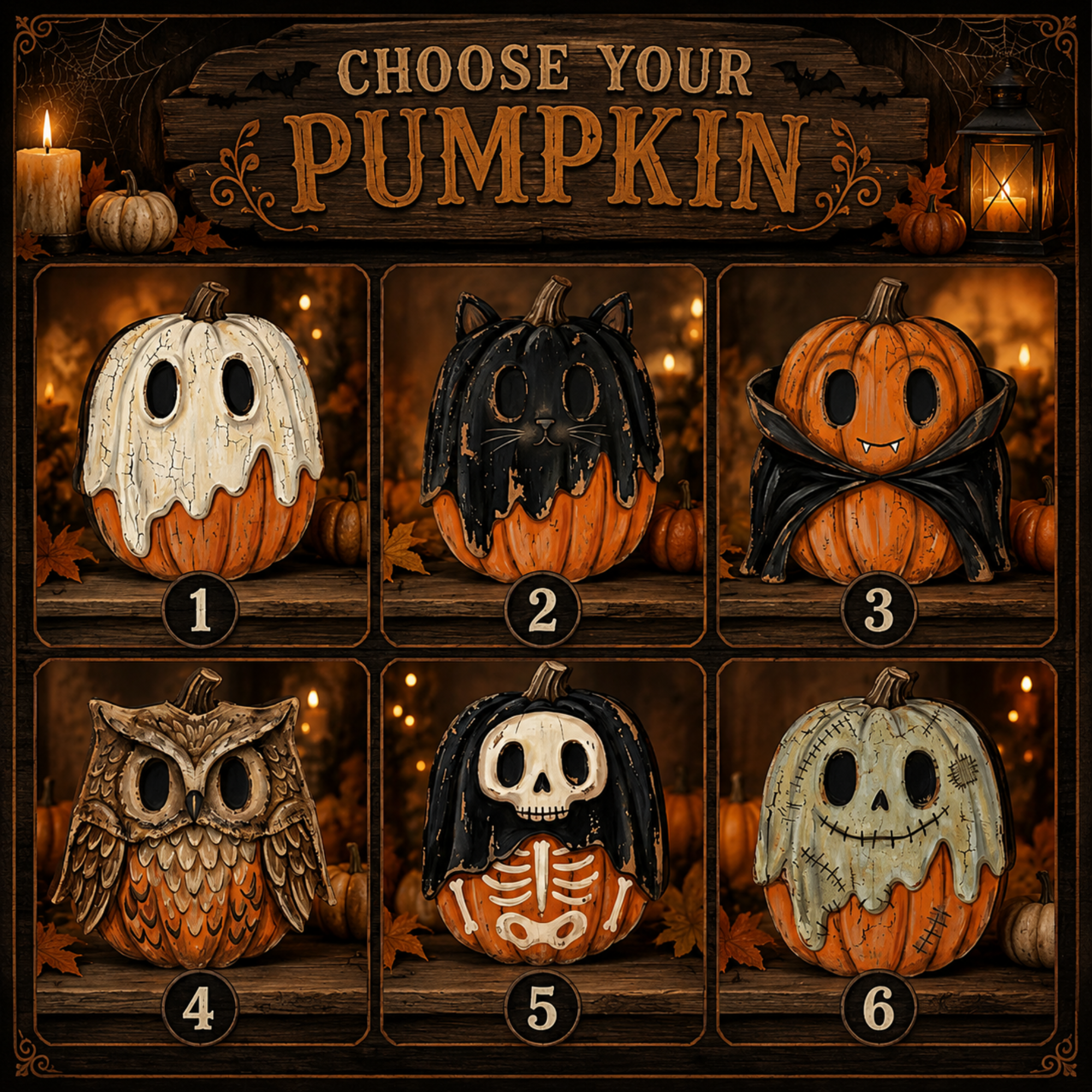 Spooky Halloween Pumpkin Wooden Tabletop Decor