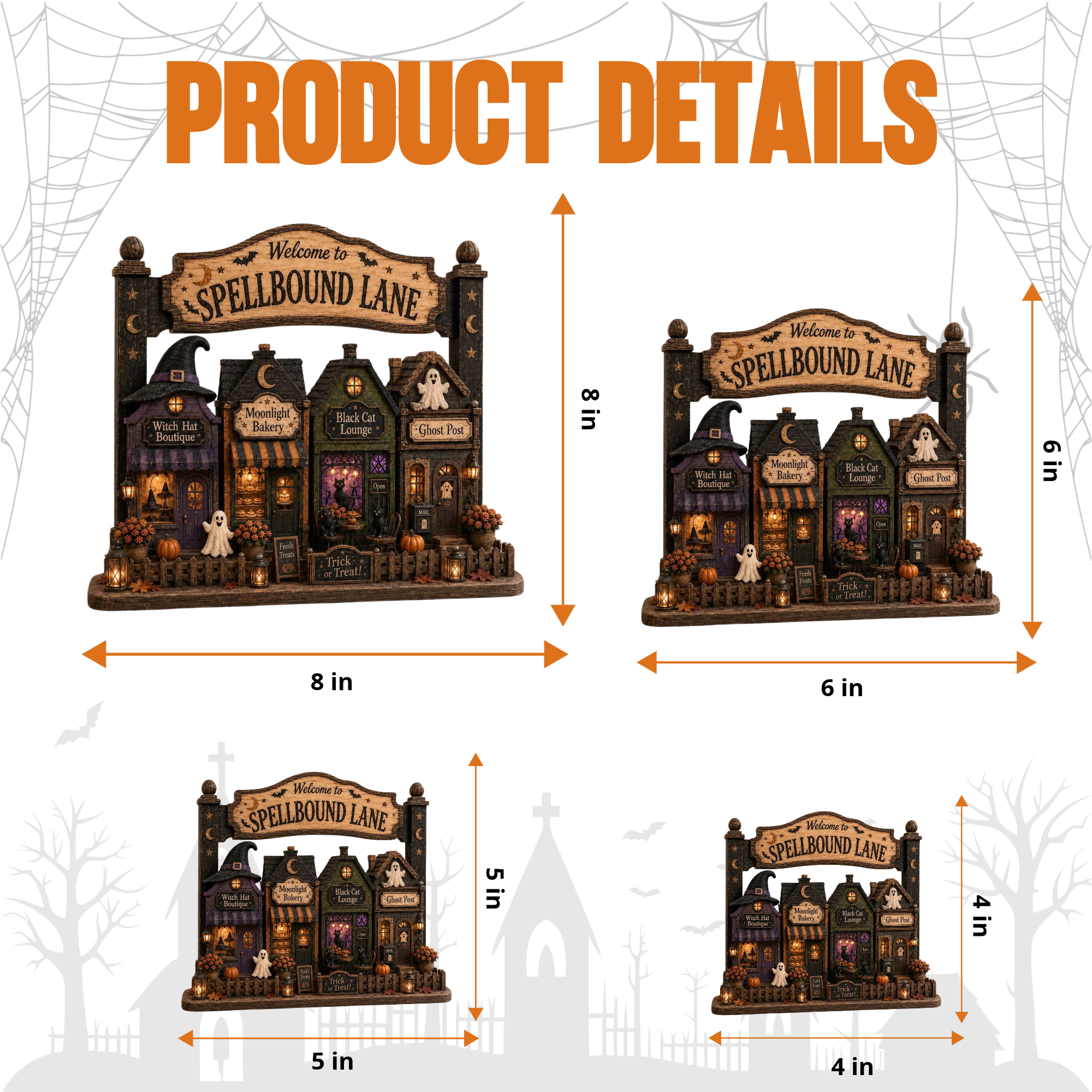  Halloween Village Street Wooden Tabletop Decor