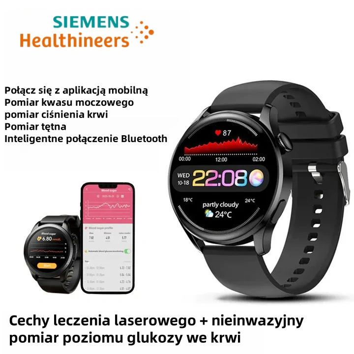 🔥 Ogromne obniżki cen na najgorętsze produkty 🔥Zegarek do pomiaru poziomu glukozy we krwi firmy Siemens może monitorować tętno, ciśnienie krwi i poziom cukru we krwi