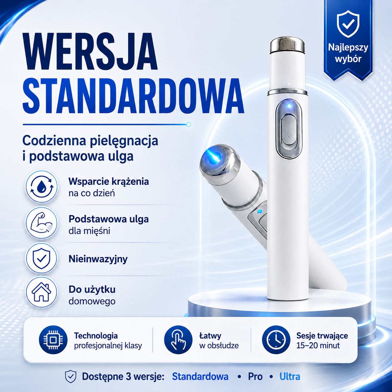 Zaawansowana terapia falą akustyczną wspiera zdrowie tkanek prącia, poprawia twardość erekcji, wytrzymałość oraz pewność siebie mężczyzn, jednocześnie pomagając łagodzić ból mięśni, sztywność stawów i dolegliwości ścięgien.