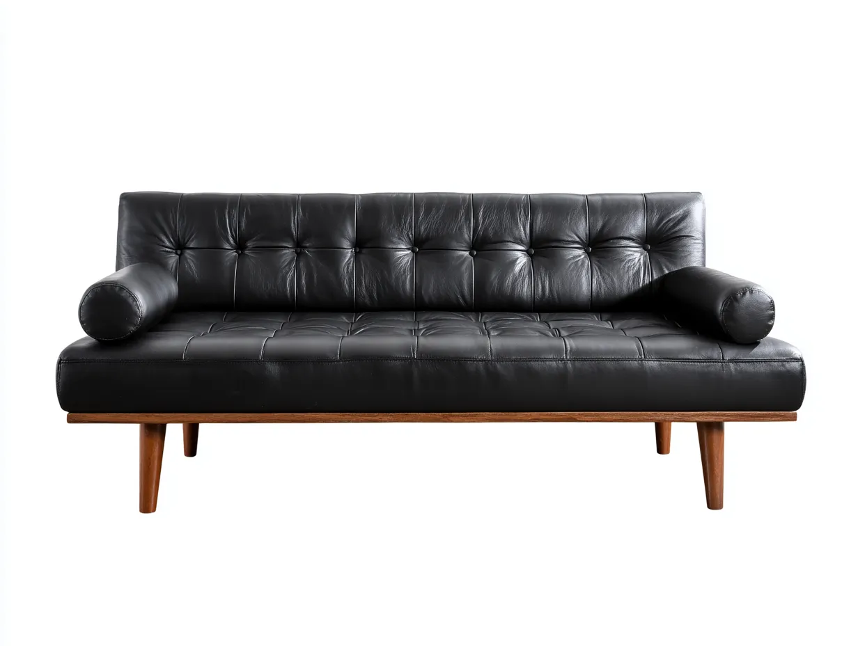 Divano soggiorno 220×85×78 cm - pelle nera stile moderno con base legno-Janorsidecor