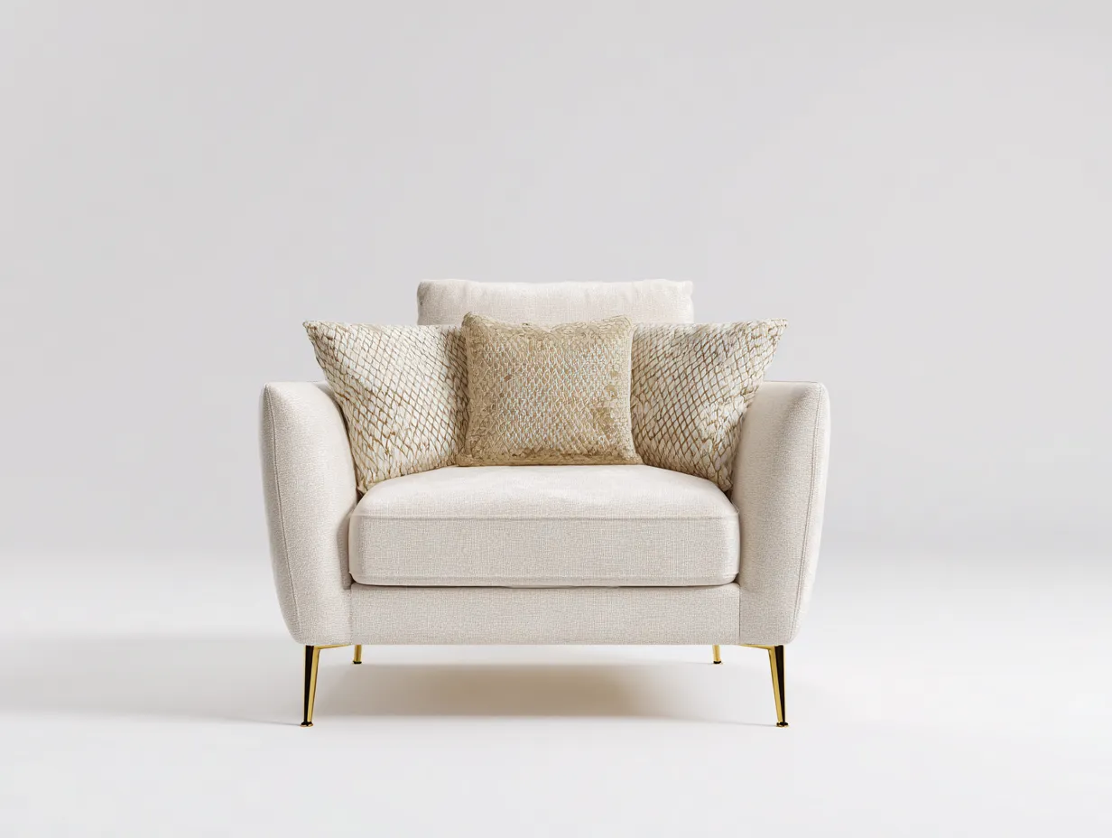 Poltrona 78×82×84 cm - bianco - design moderno in tessuto per soggiorno-Janorsidecor
