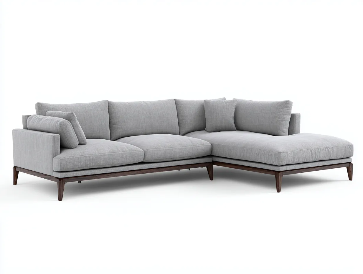 Divano soggiorno 285×95×82 cm - tessuto grigio chiaro design moderno con chaise longue-Janorsidecor