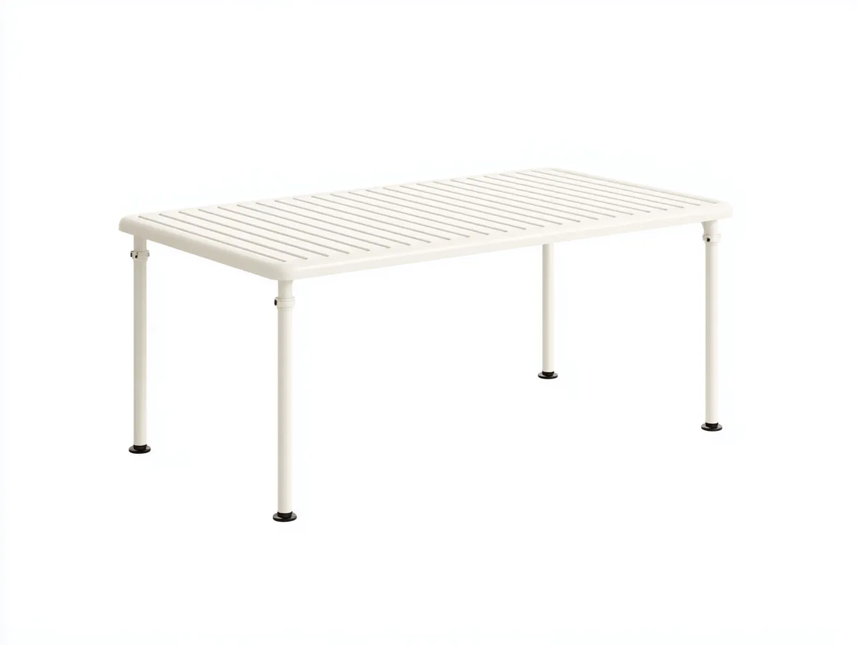 Tavolo da pranzo da esterno 160×80×74 cm - bianco con superficie lineare moderna-Janorsidecor