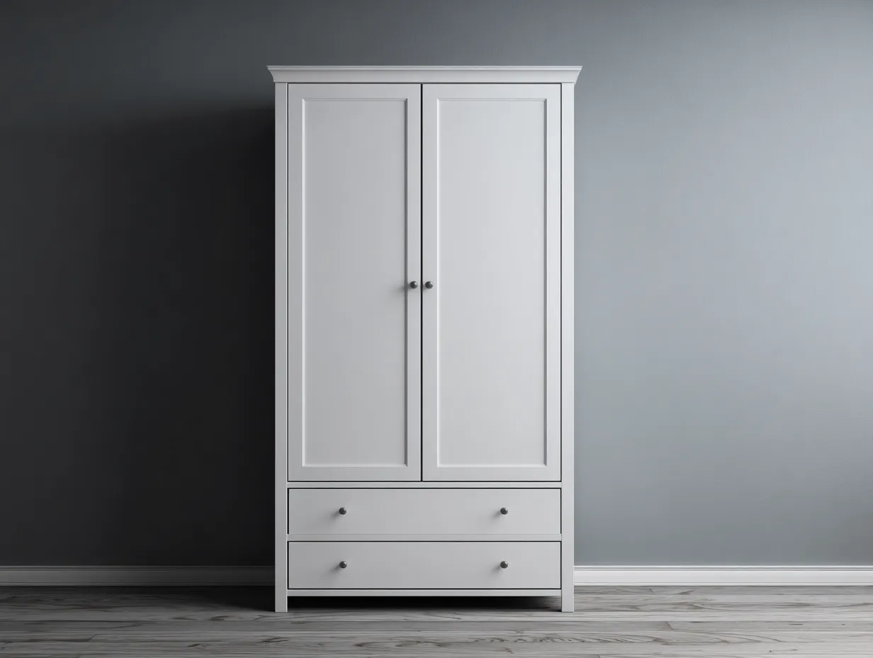 Armadio camera da letto 110×58×195 cm - bianco stile classico con ante decorative-Janorsidecor