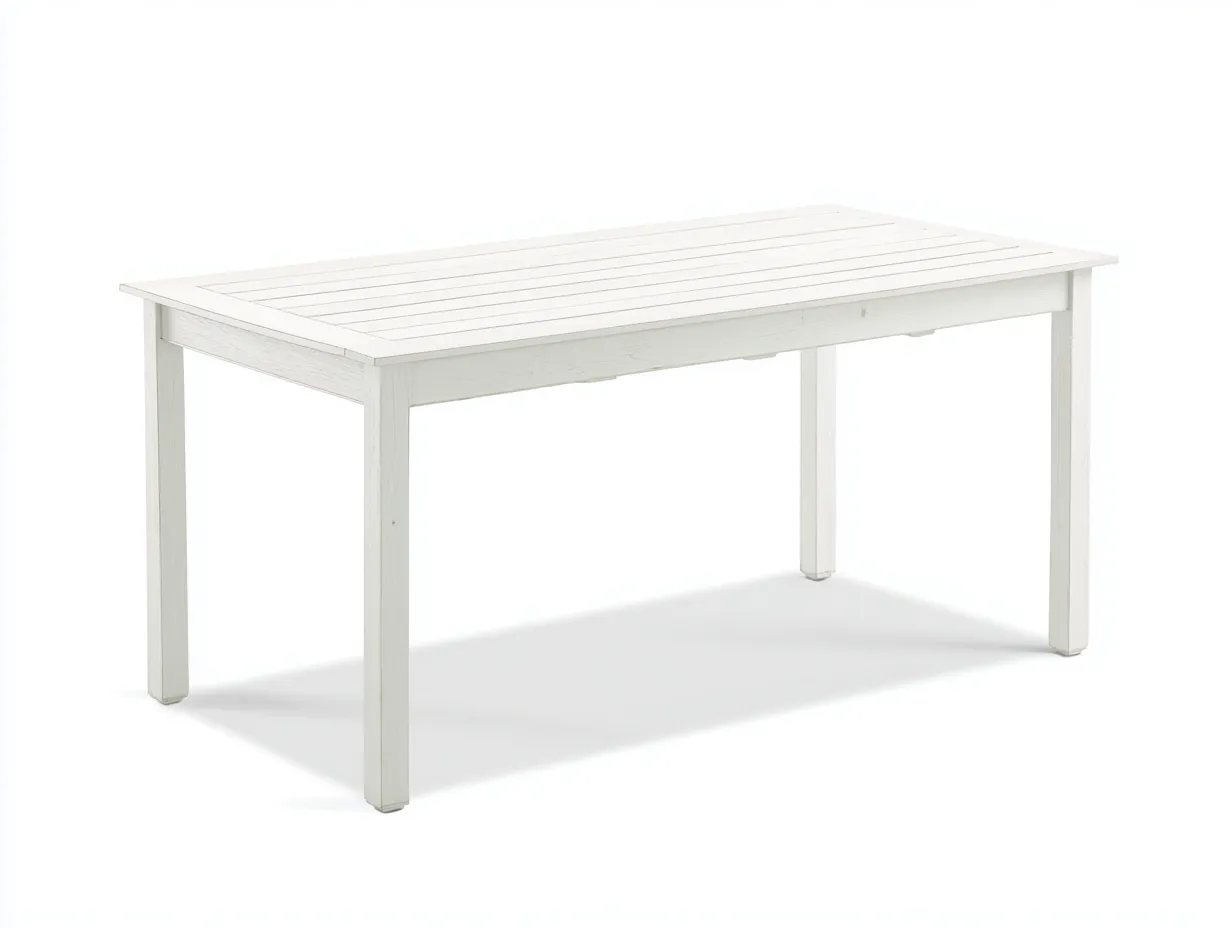 Tavolo da pranzo 160×80×75 cm - bianco - design minimalista con piano a doghe per esterno-Janorsidecor
