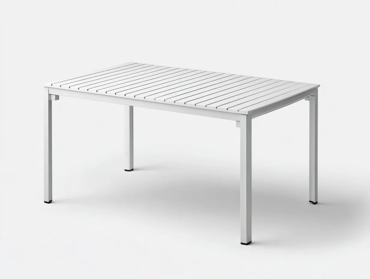 Tavolo da pranzo 180×90×75 cm - bianco - stile moderno con piano a doghe per esterno-Janorsidecor
