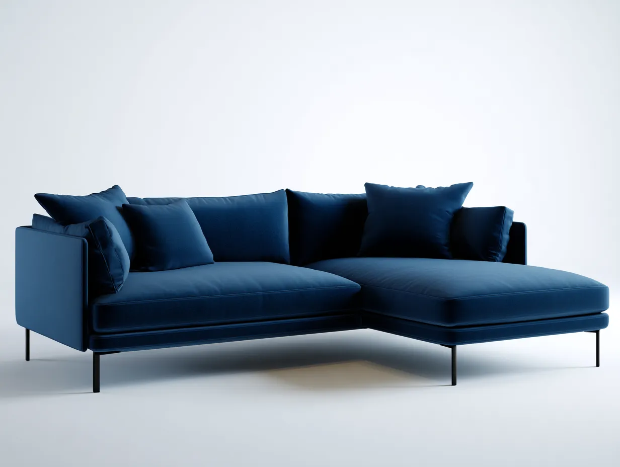 Divano angolare 300×170×85 cm - blu navy - design contemporaneo in tessuto per soggiorno-Janorsidecor
