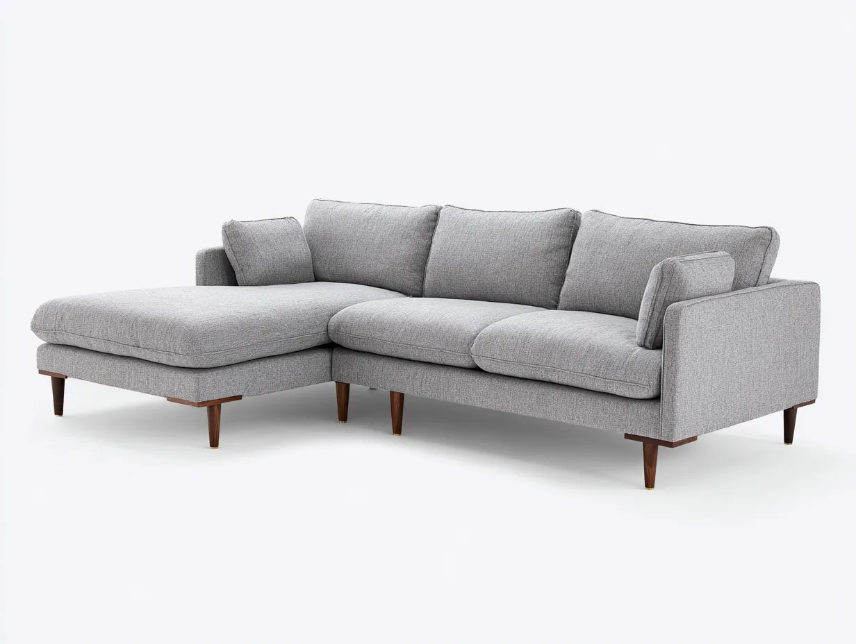 Divano soggiorno 270×100×80 cm - tessuto grigio chiaro stile contemporaneo con seduta ampia-Janorsidecor