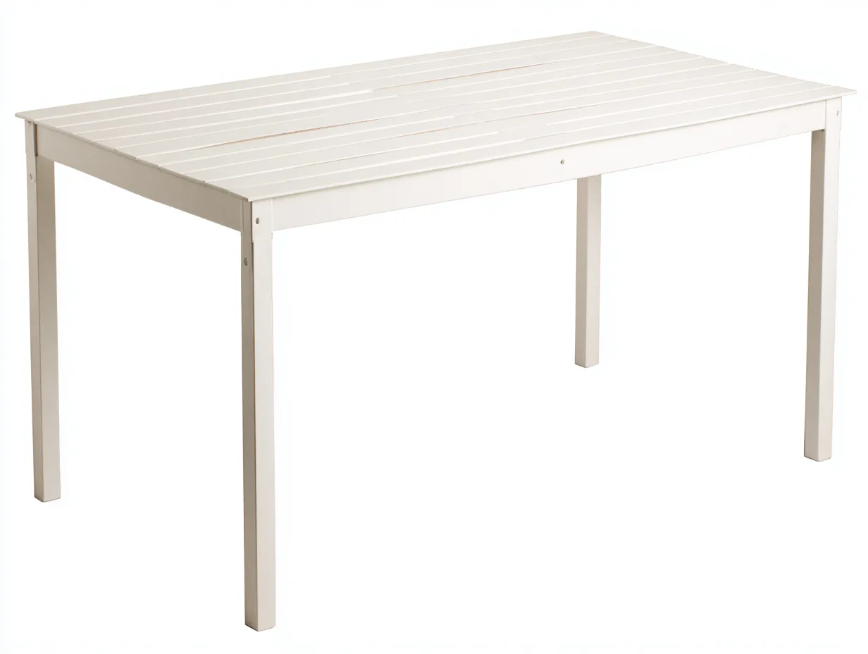 Tavolo da pranzo da esterno 180×90×75 cm - bianco moderno con piano a doghe-Janorsidecor