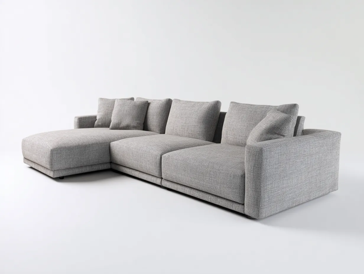 Divano angolare 290×165×84 cm - grigio chiaro - stile moderno in tessuto per soggiorno-Janorsidecor