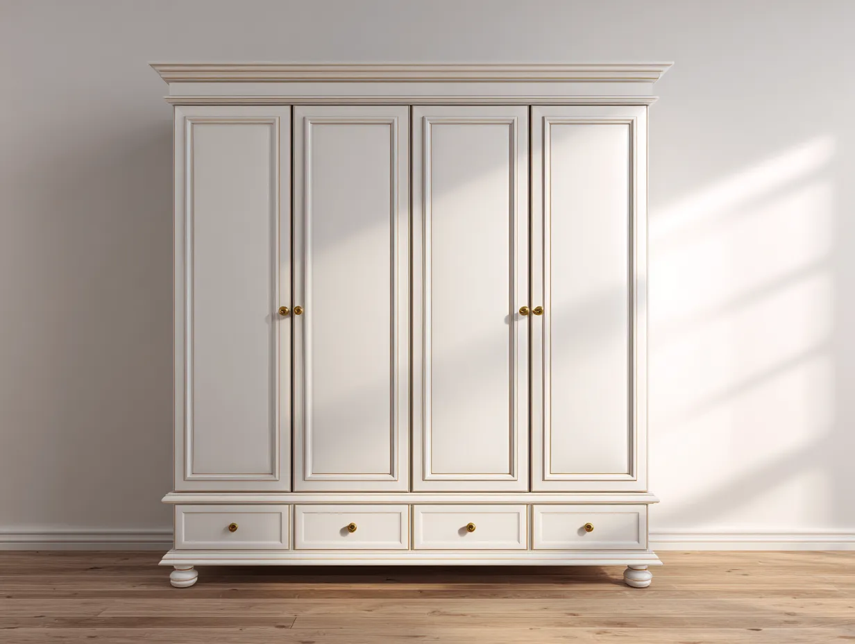Armadio 220×58×205 cm - bianco - guardaroba classico moderno con ante per camera da letto-Janorsidecor