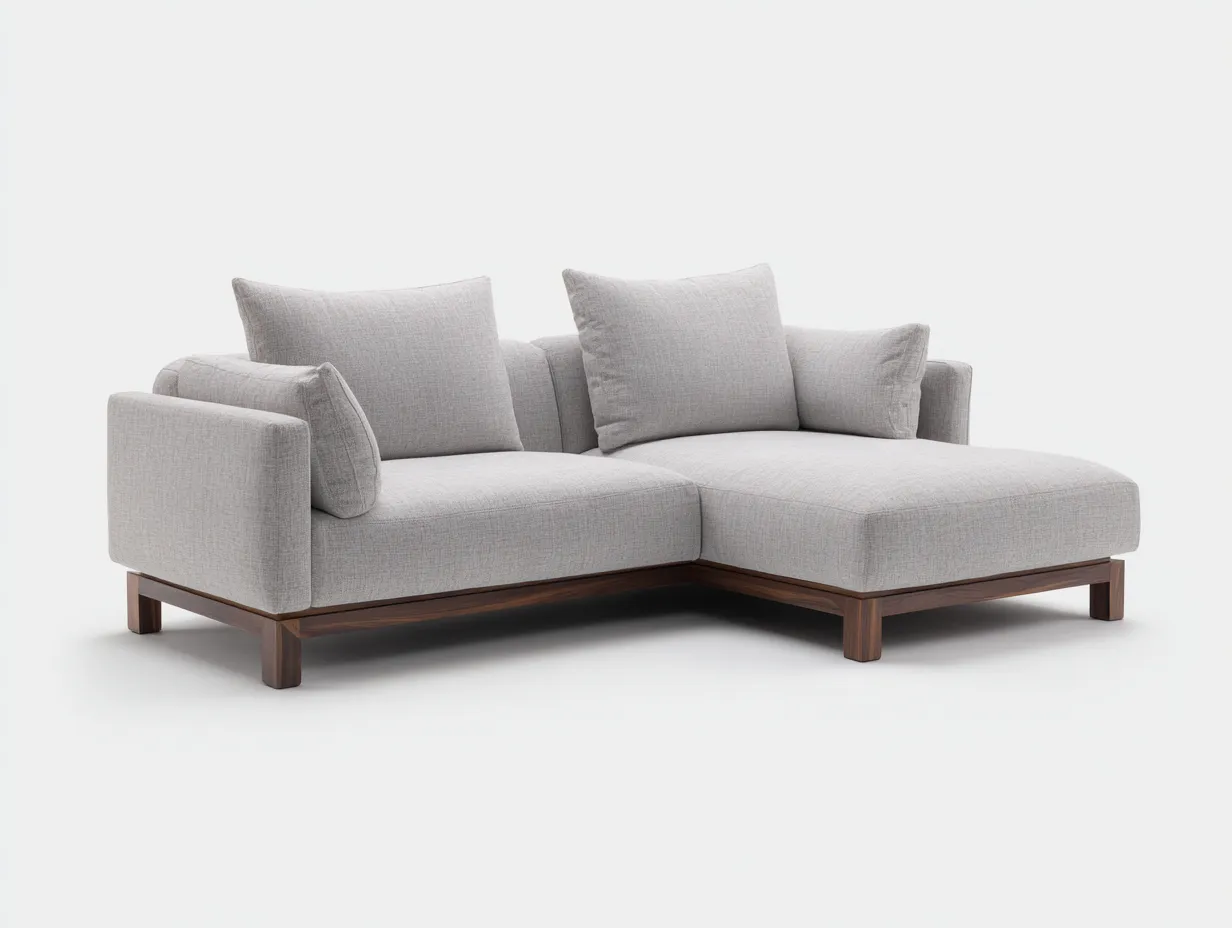 Divano angolare 260×160×85 cm - grigio chiaro - stile moderno in tessuto per soggiorno-Janorsidecor