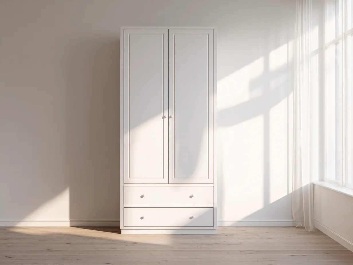 Armadio 130×60×195 cm – bianco – guardaroba minimalista per camera da letto-Coradwell
