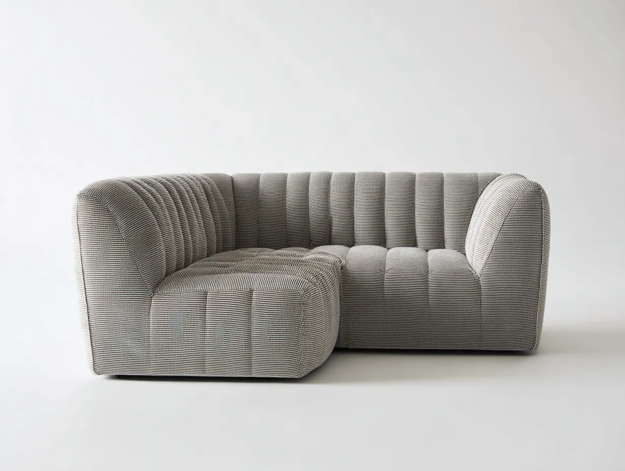 Divano angolare 232×164×78 cm - tessuto grigio chiaro - design contemporaneo con rivestimento a coste-Coradwell