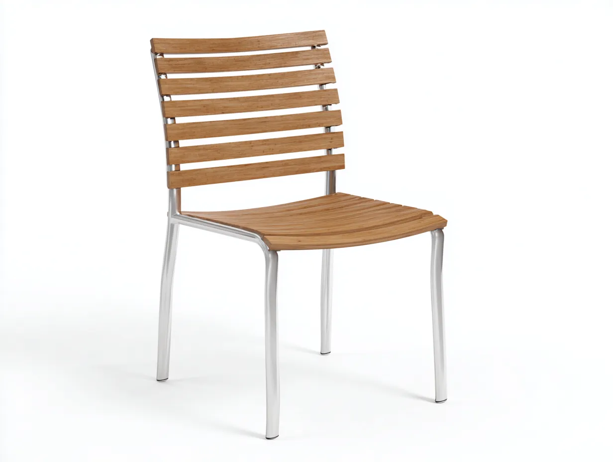 Sedia da pranzo da esterno con struttura in metallo e doghe in legno 55×56×84 cm - design essenziale-Coradwell