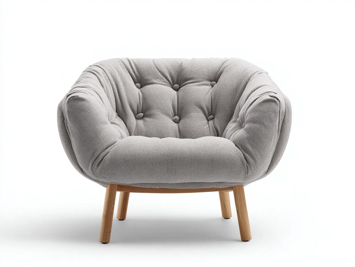 Poltrona 82×78×76 cm – grigio chiaro – tessuto imbottito stile nordico per soggiorno-Coradwell