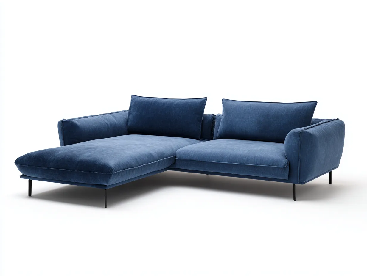 Divano angolare in tessuto blu 280×160×85 cm - stile moderno per soggiorno-Coradwell