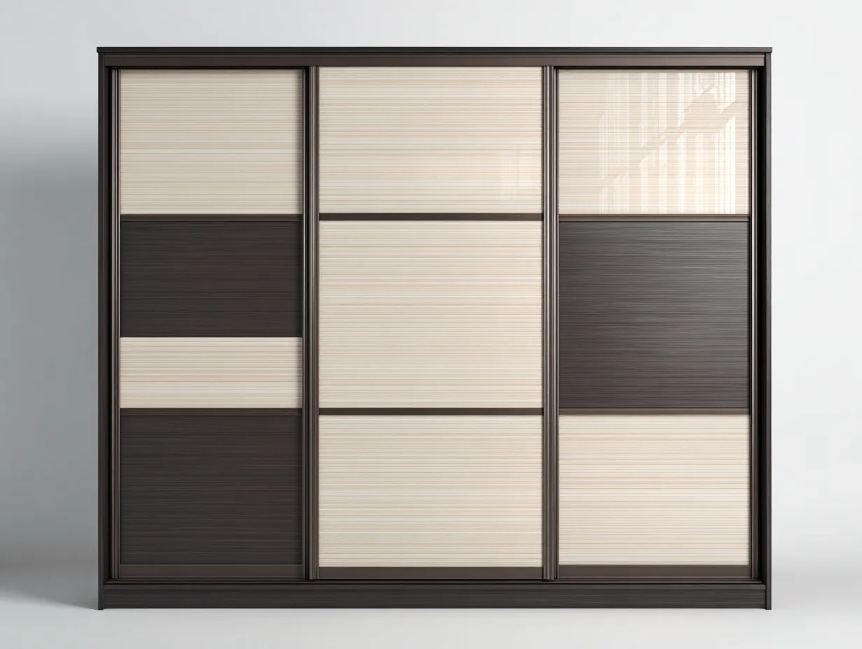 Armadio 240×65×215 cm - marrone scuro e beige - design moderno con ante scorrevoli-Coradwell