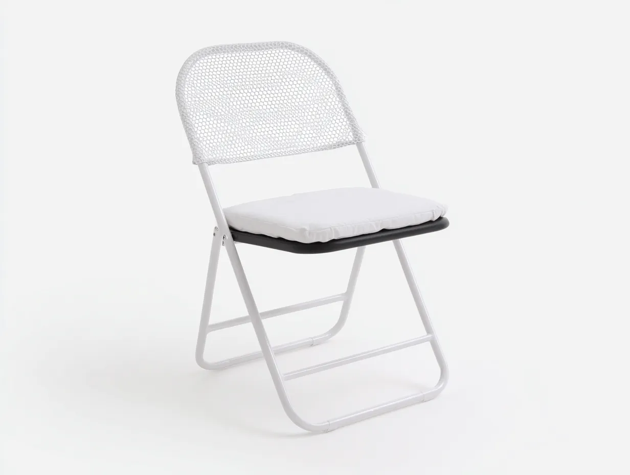 Sedia da pranzo pieghevole 47×52×83 cm – bianco/nero – metallo con seduta imbottita per esterni-Coradwell