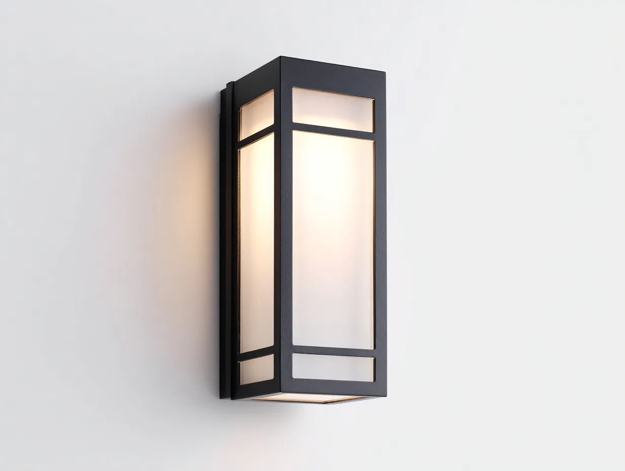 Lampada da parete per esterni 18×12×42 cm - metallo nero e vetro bianco - design verticale con luce diffusa-Coradwell