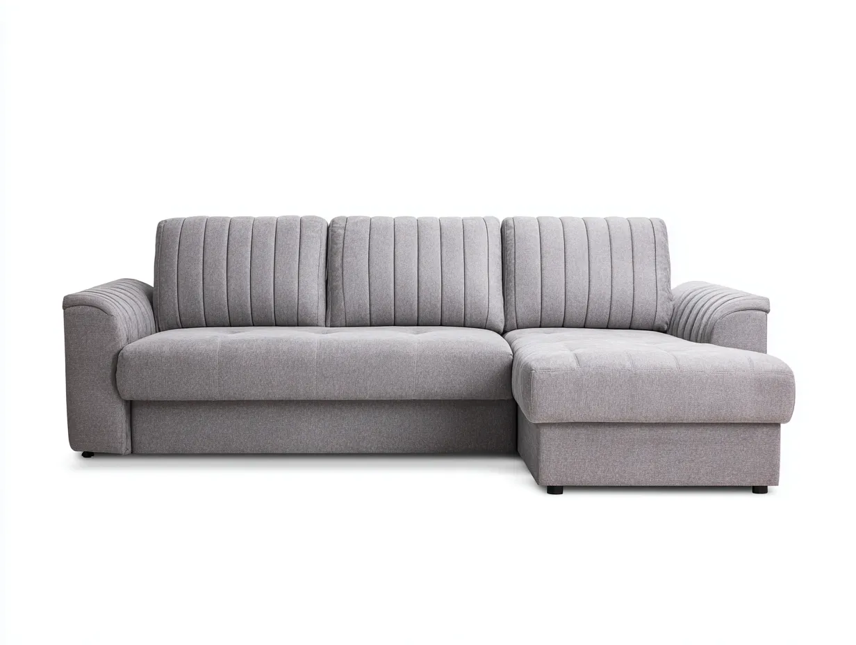 Divano angolare 270×165×86 cm – grigio chiaro – tessuto trapuntato per soggiorno-Coradwell