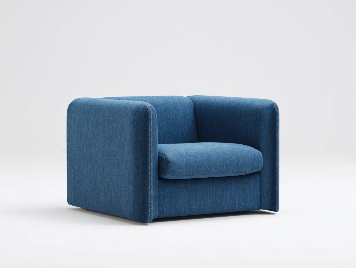 Poltrona soggiorno in tessuto blu 85×82×76 cm - design moderno compatto-Coradwell